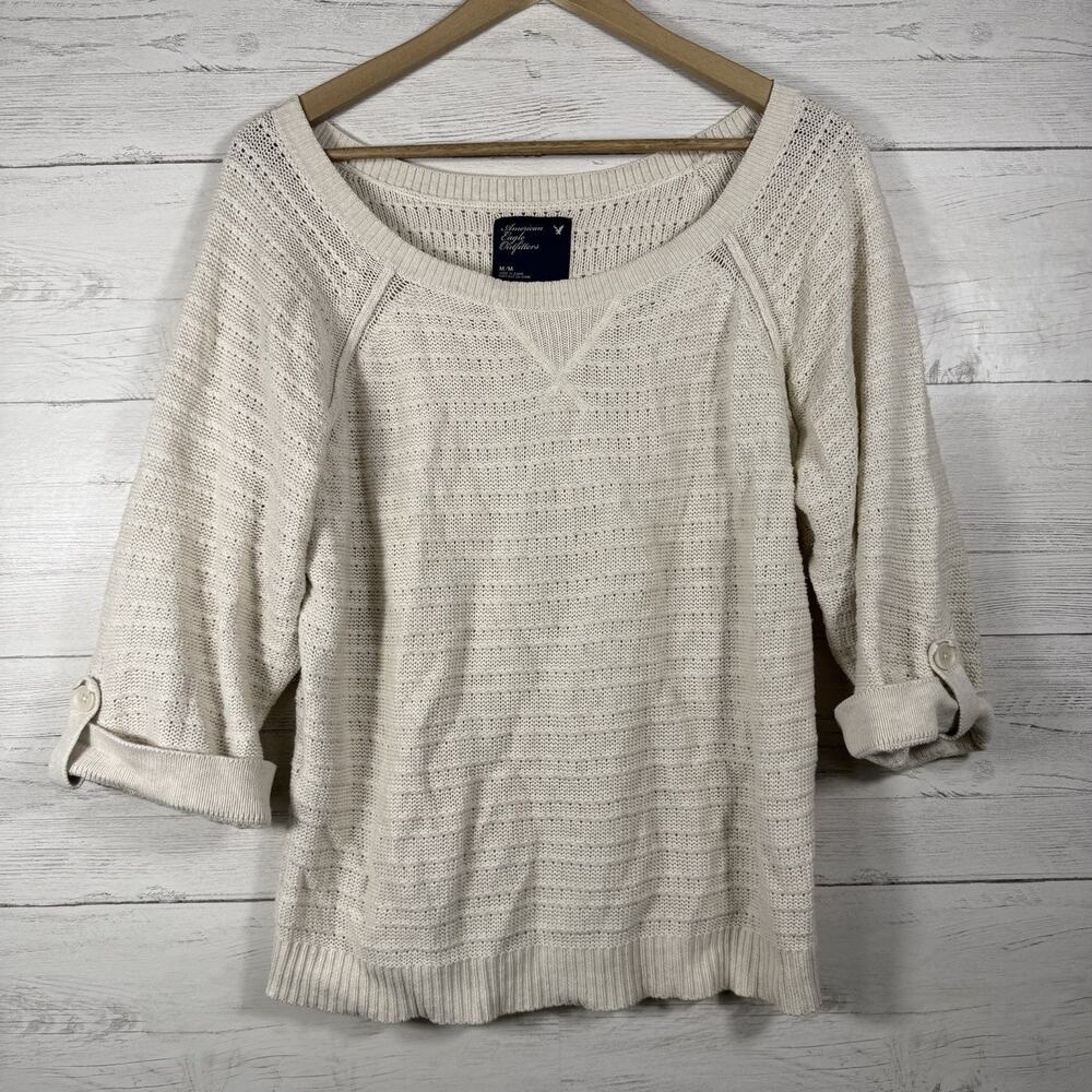 American Eagle Outfitters Vintage Y2K Cotton 3/4 Sleeve Sweater Womens Medium